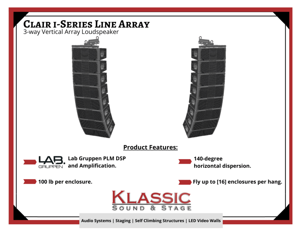 Klassic Sound and stage created a product feature for our line array sound system that we use for all kinds of special events, speeches, marches, and concerts.